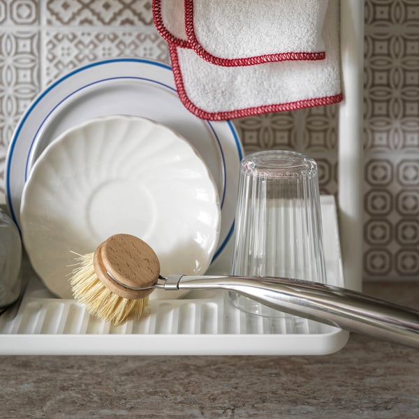 VÄLVÅRDAD Brosse à vaisselle, acier inox/hêtre
