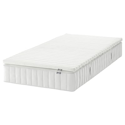 VALEVÅG Matelas et surmatelas, ferme blanc/Nisseholm blanc, 1 place