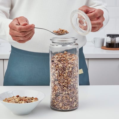 VARDAGEN Bocal avec couvercle, verre clair, 61 oz