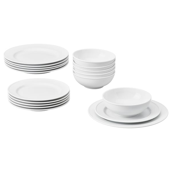 VARDAGEN Service de vaisselle, 18 pièces, blanc