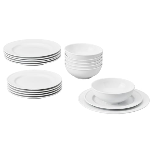 VARDAGEN Service de vaisselle, 18 pièces, blanc