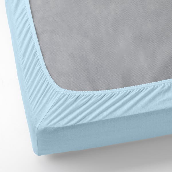 VÅRVIAL Drap-housse pour lit d'appoint, bleu clair, 1 place