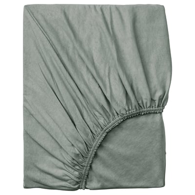 VÅRVIAL Drap-housse pour lit d'appoint, gris-vert, 1 place