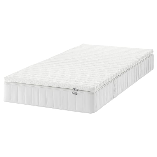 VESTERÖY Matelas et surmatelas, ferme blanc/Nisseholm blanc, 1 place