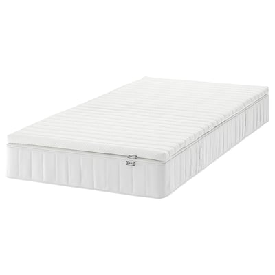 VESTERÖY Matelas et surmatelas, mi-ferme blanc/Nisseholm blanc, 1 place