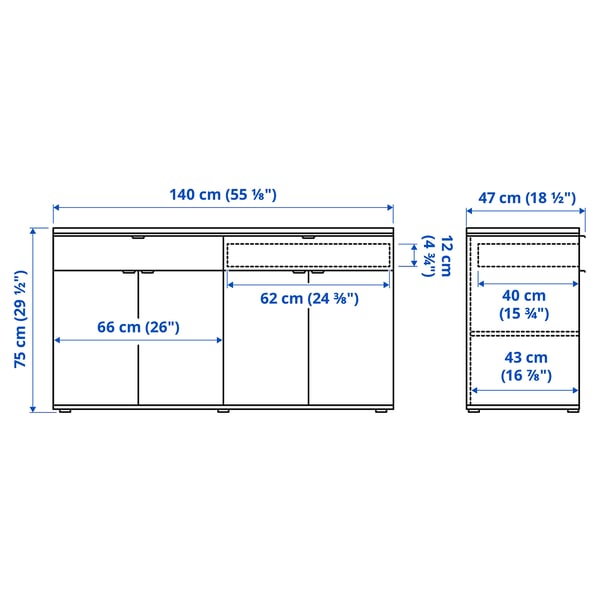 VIHALS Buffet, blanc, 55 1/8x18 1/2x29 1/2 "