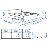 VIHALS Structure de lit + 4 coffres, blanc/Luröy, Grand 2 places