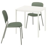 VIHALS / VIHALS Table et 2 chaises, blanc blanc/vert Tibbleby gris-vert, 29 1/8x29 1/8 "