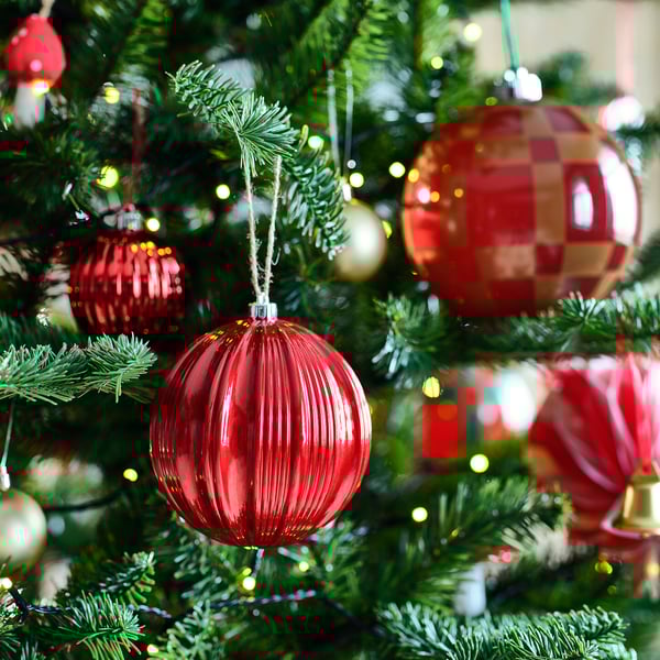 VINTERFINT Décoration sapin de Noël, boule rouge, 4 ¾ "