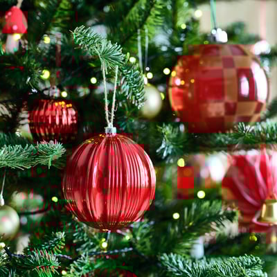 VINTERFINT Décoration sapin de Noël, boule rouge, 4 ¾ "