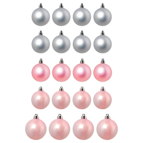 VINTERFINT Décorations sapin, lot de 20, rose/gris argent