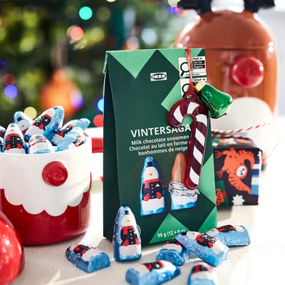 VINTERSAGA Sac bonhommes de neige en chocolat, certifié Rainforest Alliance, 3 oz