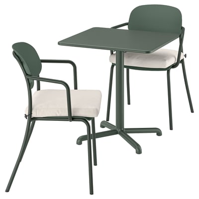 VISINGSÖ / VISINGSÖ Table et 2 chaises, extérieur vert profond/vert profond Frösön/Duvholmen beige, 27 1/2x27 1/2 "
