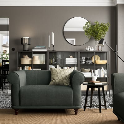 VISKAFORS Fauteuil 1,5 places, Lejde gris/vert/brun