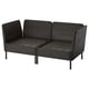 VITTSKÄR Canapé modulaire, 2 places, accoudoirs extérieur/plastique imitation rotin gris foncé