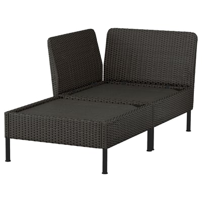 VITTSKÄR Méridienne modulable, avec accoudoir extérieur/plastique imitation rotin gris foncé