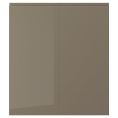 VOXTORP Porte arm inf angle 2p, droite/ultrabrillant gris-brun foncé, 13x30 "