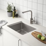 VRESJÖN Évier à encastrer, 1 bac, acier inox, 21 1/4x17 3/8 "