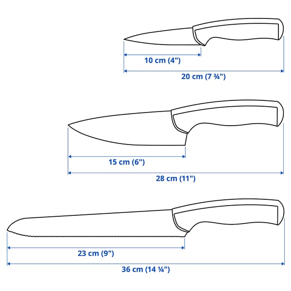 ÄNDLIG Messer 3er-Set, hellgrau/weiß