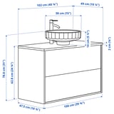 ÄNGSJÖN / LERSJÖN Waschbschr+Schubladen/Waschb/Mibatt, Eichenachbildung/schwarz marmoriert, 102x49x79 cm