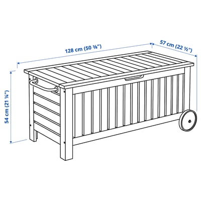 ÄPPLARÖ Banktruhe/draußen, braun las., 128x57 cm - IKEA Schweiz