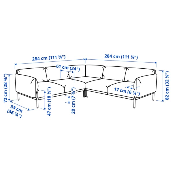 ÄPPLARYD Ecksofa 4-sitzig, Gunnared hellblau
