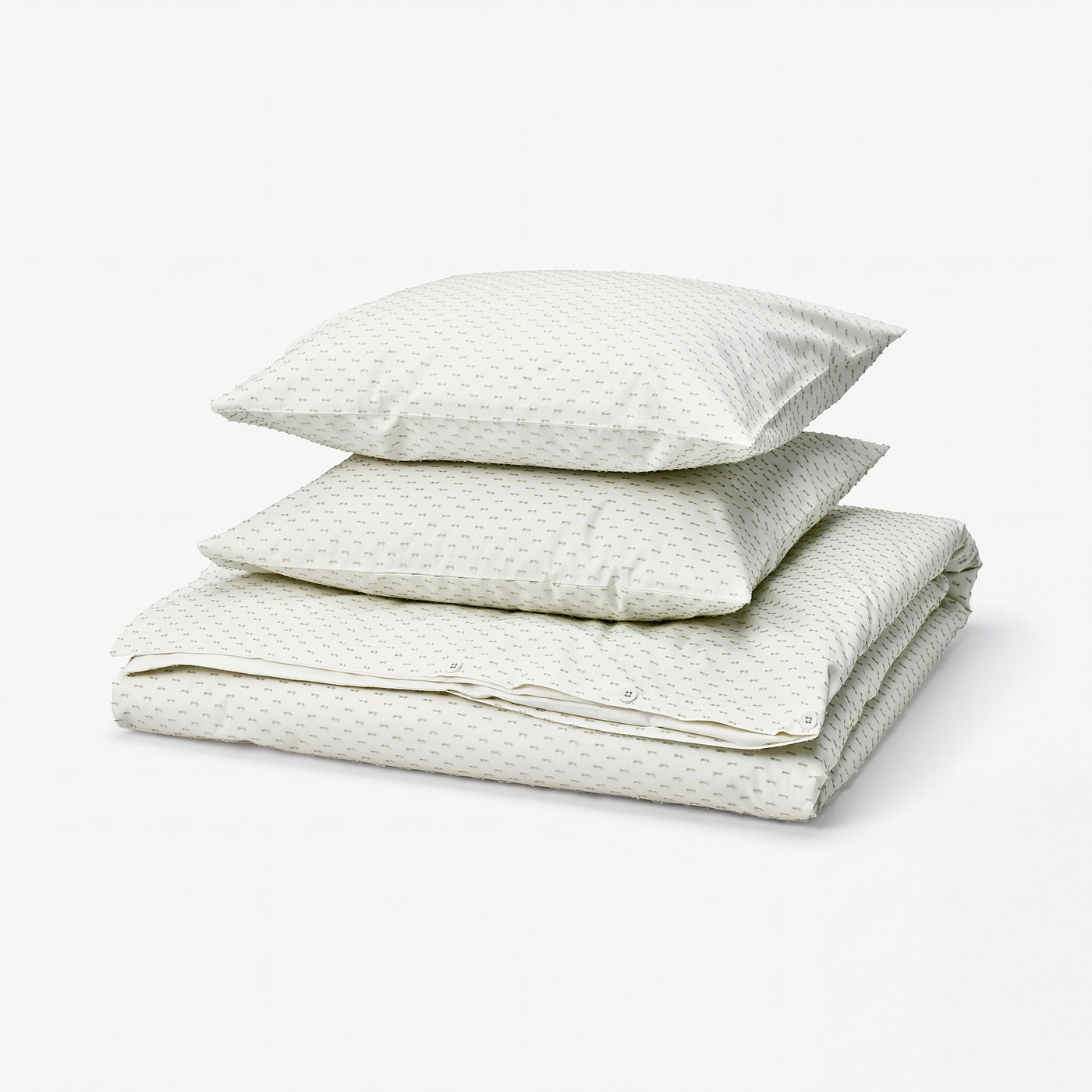 BANDKNIPPE Bettwäsche-Set, 3-teilig, weiß/grün, 240x220/50x60 cm