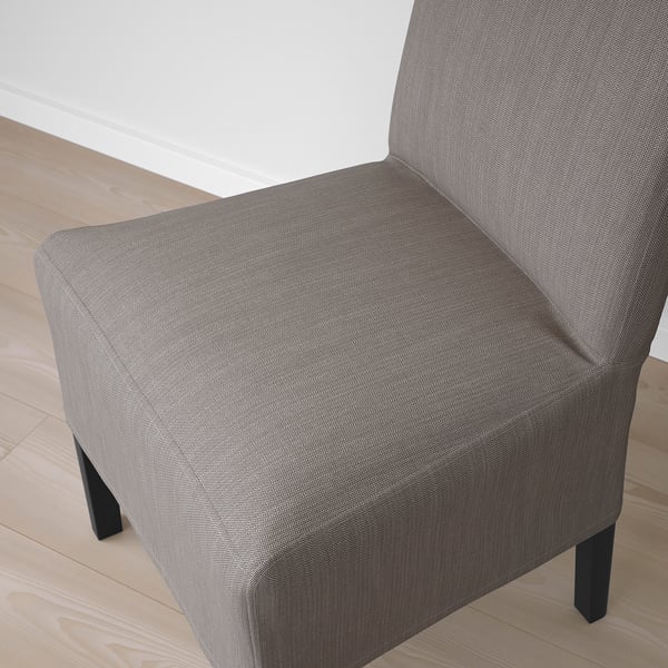 BERGMUND Stuhl mit halblangem Bezug, schwarz/Nolhaga grau/beige