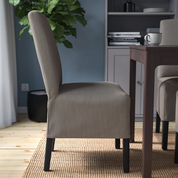 BERGMUND Stuhl mit halblangem Bezug, schwarz/Nolhaga grau/beige