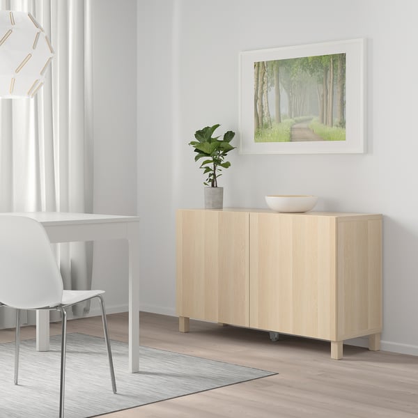 BESTÅ Aufbewahrung mit Türen, Eicheneff wlas/Lappviken/Stubbarp Eicheneff wlas, 120x42x74 cm