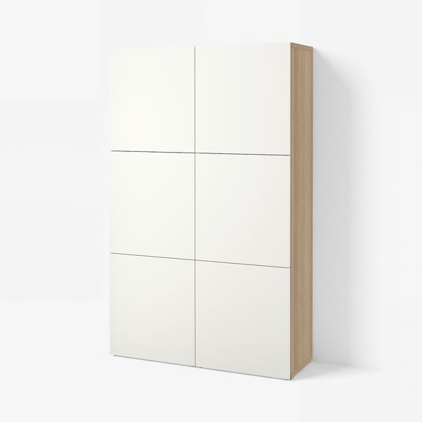 BESTÅ Aufbewahrung mit Türen, Eicheneff wlas/Lappviken weiß, 120x42x193 cm