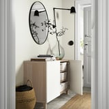 BESTÅ Aufbewahrung mit Türen, Eicheneff wlas/Laxviken/Stubbarp weiß, 120x42x74 cm