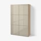 BESTÅ Aufbewahrung mit Türen, Eicheneff wlas/Selsviken Hochglanz beige, 120x42x193 cm