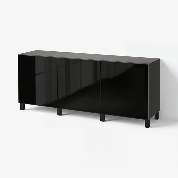 BESTÅ Aufbewahrung mit Türen, schwarzbraun/Glassvik/Stubbarp schwarz/Rauchglas, 180x42x74 cm