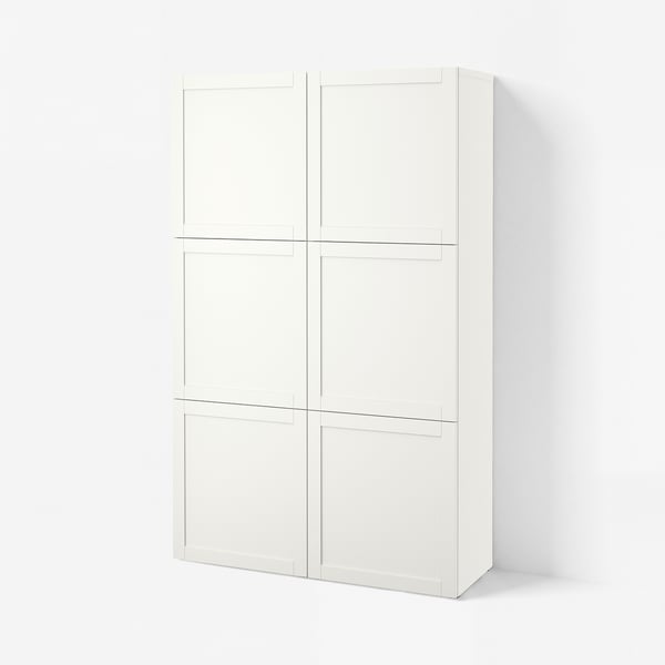 BESTÅ Aufbewahrung mit Türen, weiß/Hanviken weiß, 120x42x193 cm