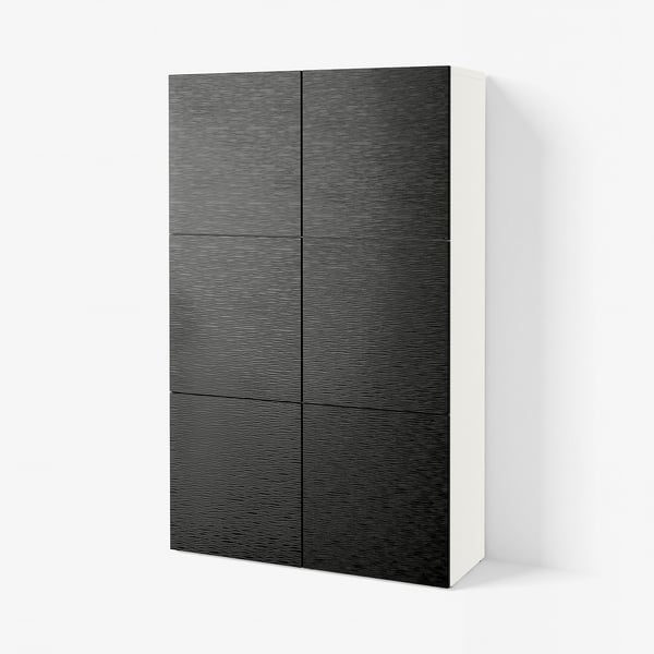 BESTÅ Aufbewahrung mit Türen, weiß/Laxviken schwarz, 120x42x193 cm