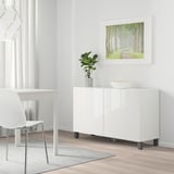 BESTÅ Aufbewahrung mit Türen, weiß/Selsviken/Stubbarp dunkelgrau, 120x40x74 cm