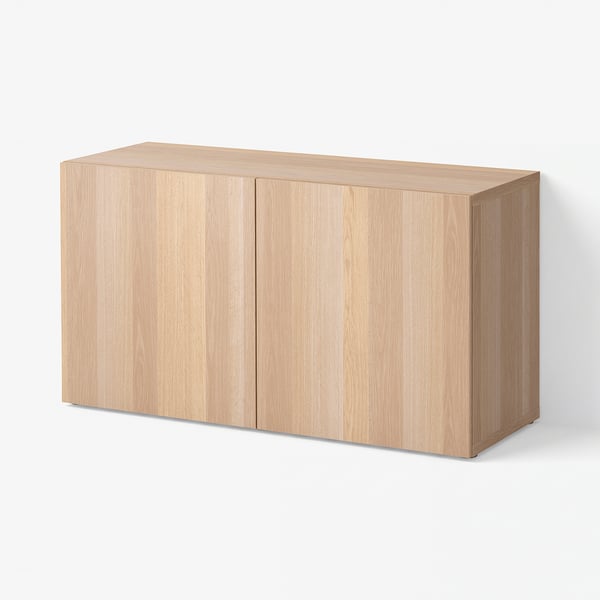 BESTÅ Regal mit Türen, Eicheneff wlas/Lappviken Eicheneff wlas, 120x42x64 cm