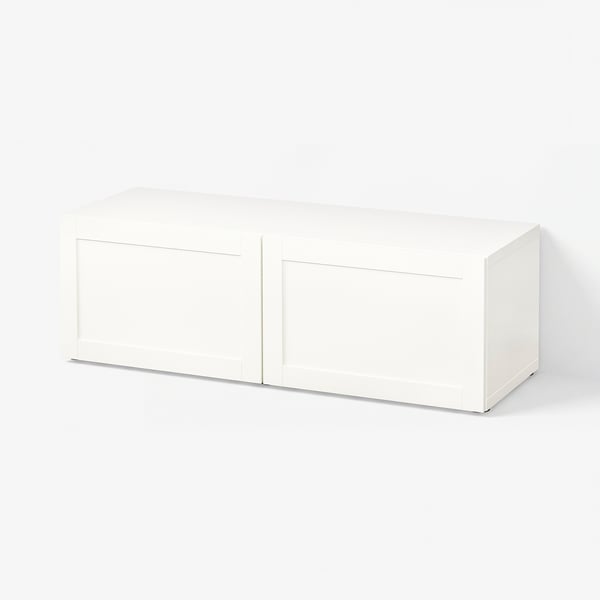 BESTÅ Regal mit Türen, weiß/Hanviken weiß, 120x42x38 cm