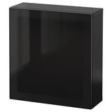 BESTÅ Schrankkombination für Wandmontage, schwarzbraun Glassvik/schwarz Rauchglas, 60x22x64 cm