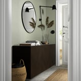 BESTÅ Schrankkombination für Wandmontage, schwarzbraun Hedeviken/dunkelbraun gebeiztes Eichenfurnier, 180x42x64 cm