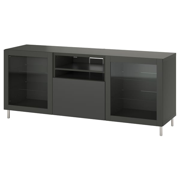 BESTÅ TV-Bank mit Schubladen, dunkelgrau Sindvik/Lappviken/Stubbarp dunkelgrau, 180x42x74 cm