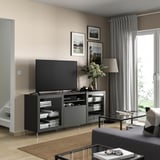 BESTÅ TV-Bank mit Schubladen, dunkelgrau Sindvik/Lappviken/Stubbarp dunkelgrau, 180x42x74 cm