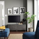 BESTÅ TV-Bank mit Türen, dunkelgrau/Kallviken/Ösarp dunkelgrau, 120x42x48 cm
