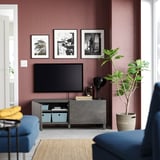 BESTÅ TV-Bank mit Türen, dunkelgrau/Kallviken/Stubbarp dunkelgrau, 120x42x48 cm