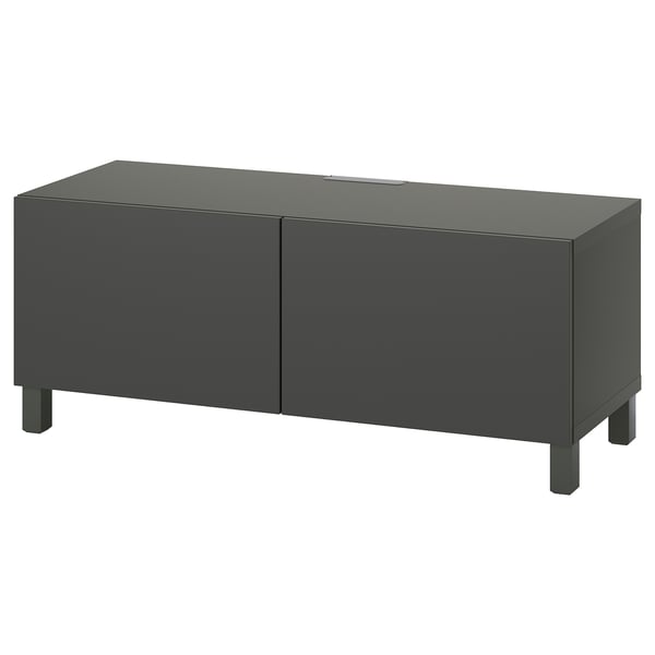 BESTÅ TV-Bank mit Türen, dunkelgrau/Lappviken/Stubbarp dunkelgrau, 120x42x48 cm