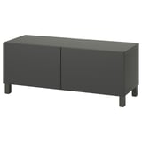 BESTÅ TV-Bank mit Türen, dunkelgrau/Lappviken/Stubbarp dunkelgrau, 120x42x48 cm