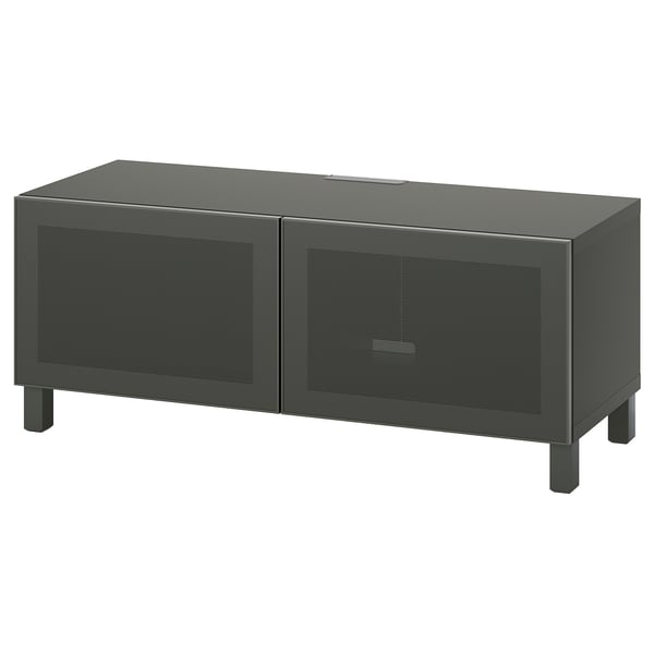 BESTÅ TV-Bank mit Türen, dunkelgrau/Mörtviken/Stubbarp dunkelgrau, 120x42x48 cm