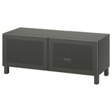 BESTÅ TV-Bank mit Türen, dunkelgrau/Mörtviken/Stubbarp dunkelgrau, 120x42x48 cm