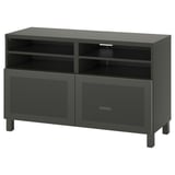BESTÅ TV-Bank mit Türen, dunkelgrau/Mörtviken/Stubbarp grau, 120x42x74 cm